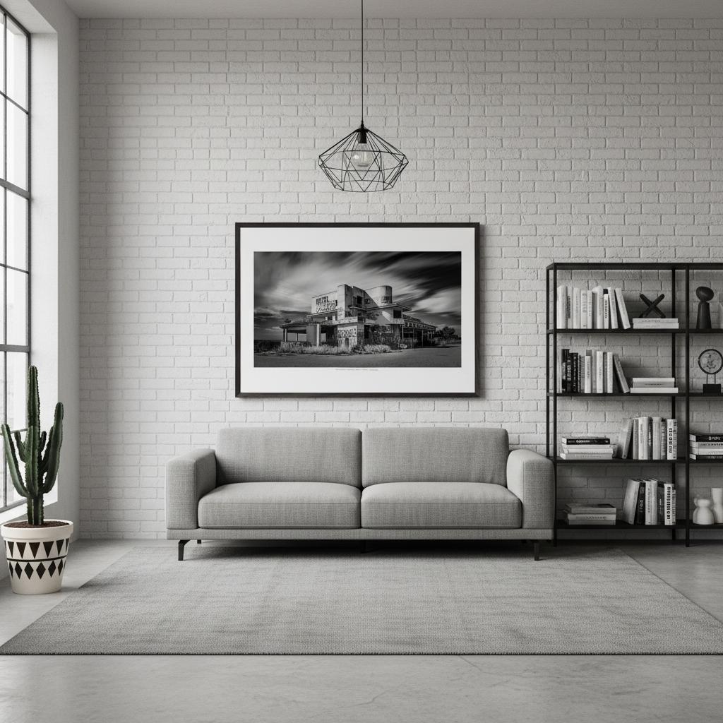 - Hotel Goals 2 By Oliver Clarke - Monochrome - Limited Edition - Fine Art Premium Wooden Framed Print With Premium Matte Paper A1 (59.4 x 84.1cm