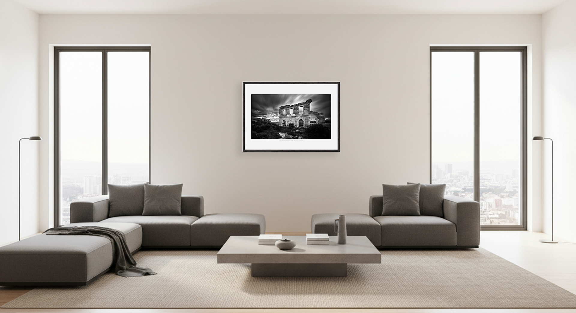 Castelserás Ghost Railway Station 1 - Monochrome - Limited Edition - Premium Wooden Framed Fine Art Print With Premium Matte Paper A1 (59.4 x 84.1 cm)